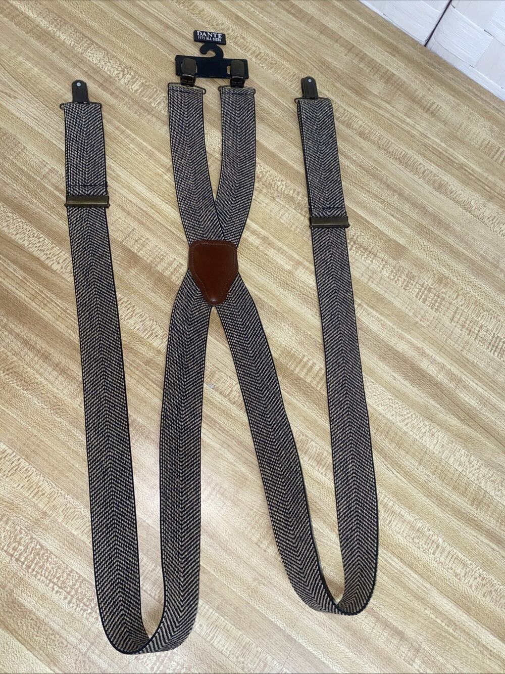 New Unworn Dante Suspenders Black Ran Tweed